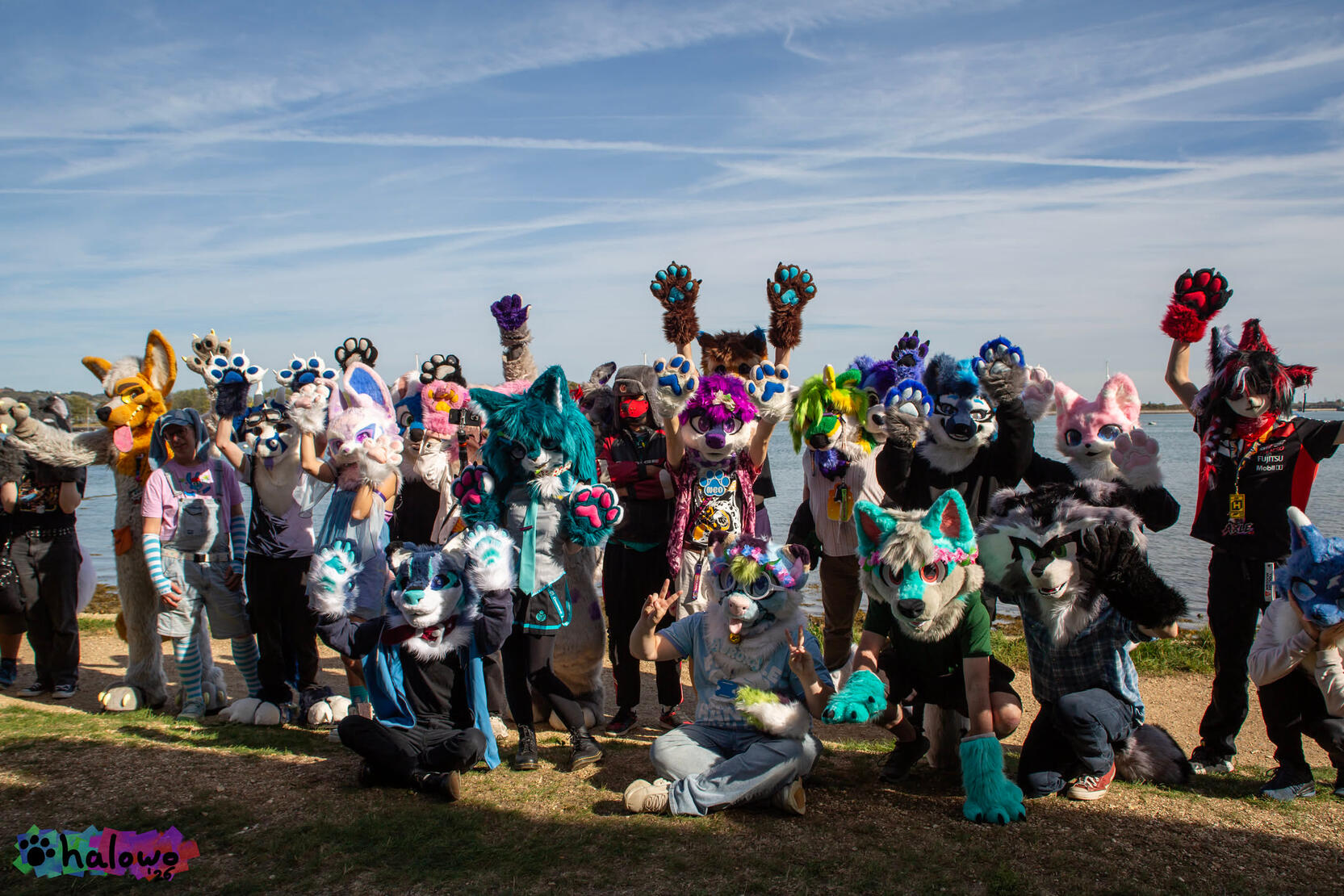 A group photo by the waterfront